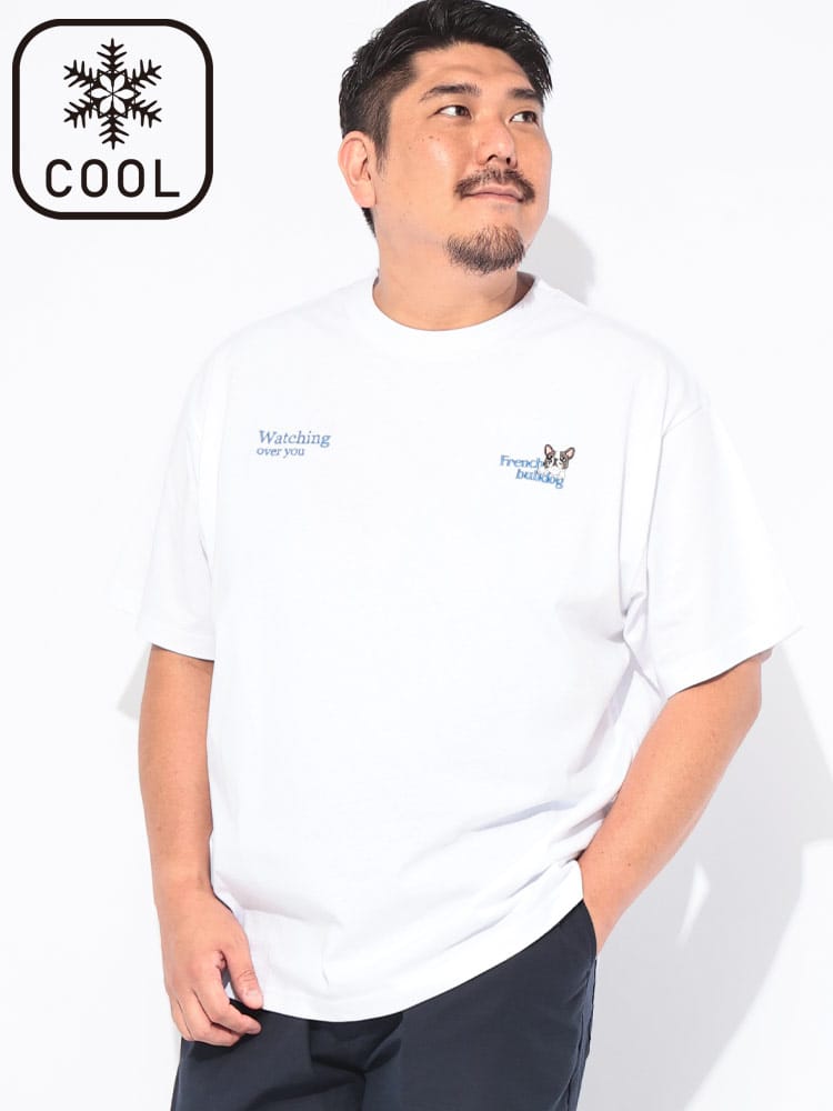 Tシャツ 半袖 メンズ 大きいサイズ 冷感 2ポイント刺繍 クルーネック カットソー トップス コットン クルー 冷たい 涼しい 春 夏