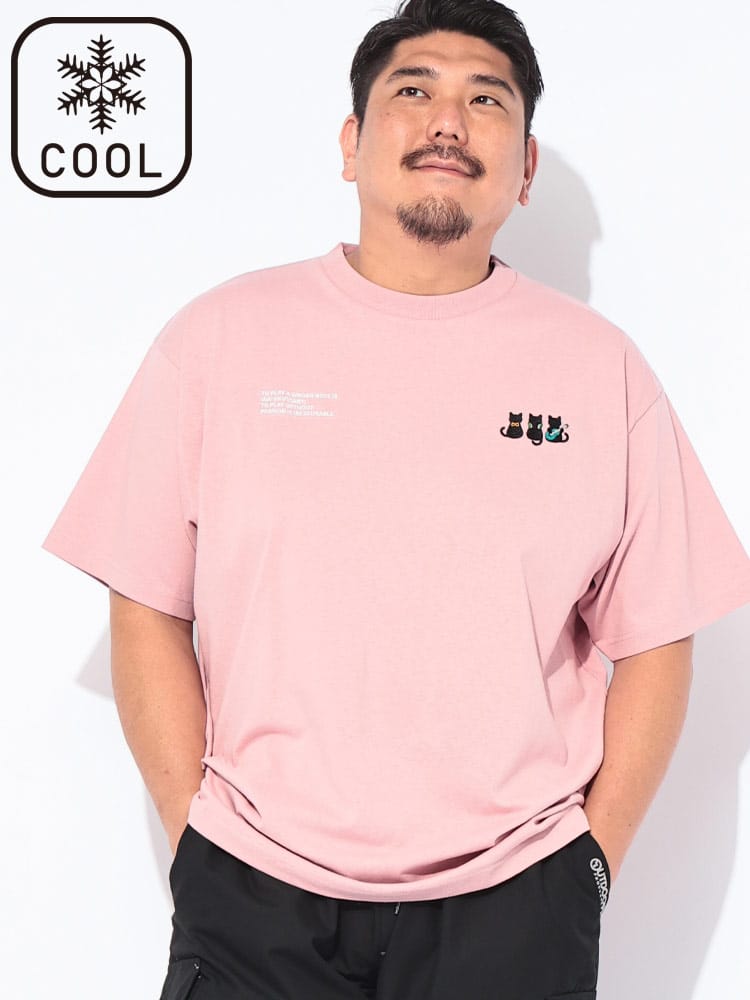 Tシャツ 半袖 メンズ 大きいサイズ 冷感 2ポイント刺繍 クルーネック カットソー トップス コットン クルー 冷たい 涼しい 春 夏