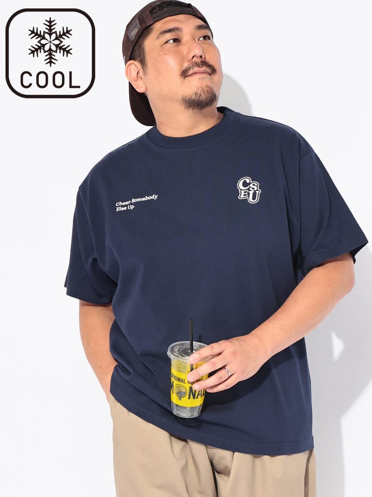 Tシャツ 半袖 メンズ 大きいサイズ 冷感 2ポイント刺繍 クルーネック カットソー トップス コットン クルー 冷たい 涼しい 春 夏