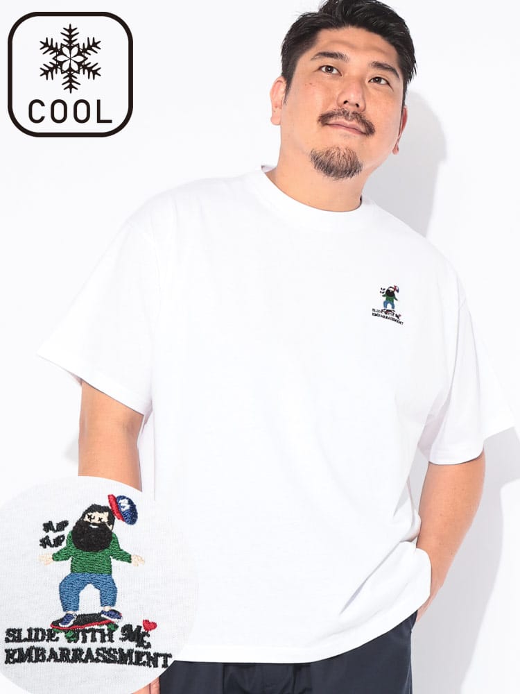 Tシャツ 半袖 メンズ 大きいサイズ 冷感 メジャーリーグ ワンポイント刺繍 クルーネック カットソー トップス コットン クルー 冷たい 涼しい 春 夏