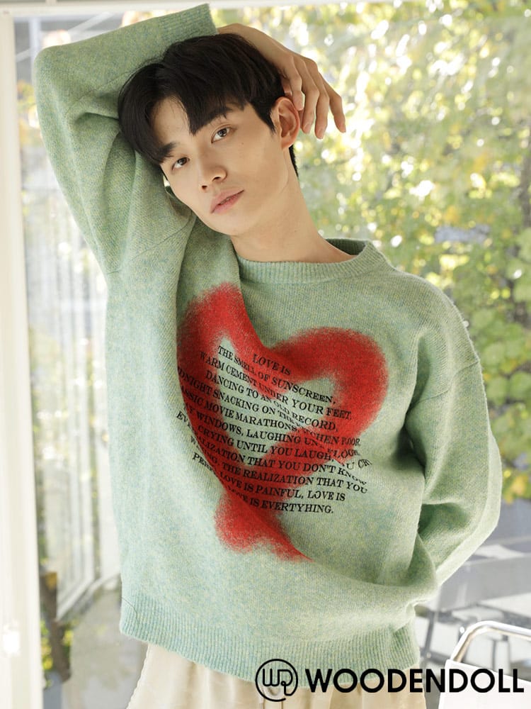 WOODENDOLL(ウッディンドール) スプレーハート クルーネック ニット セーター rgc_knit