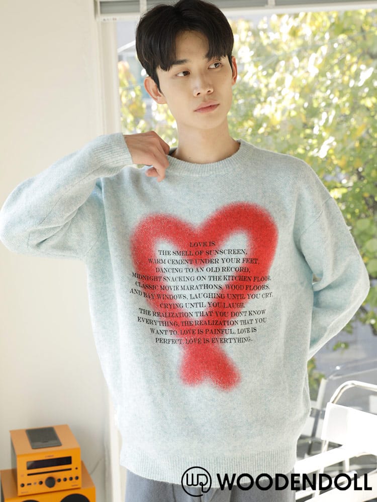 WOODENDOLL(ウッディンドール) スプレーハート クルーネック ニット セーター rgc_knit