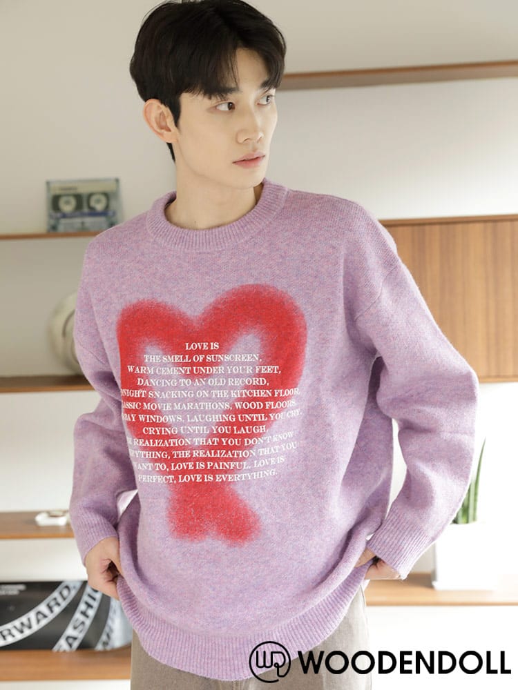 WOODENDOLL(ウッディンドール) スプレーハート クルーネック ニット セーター rgc_knit