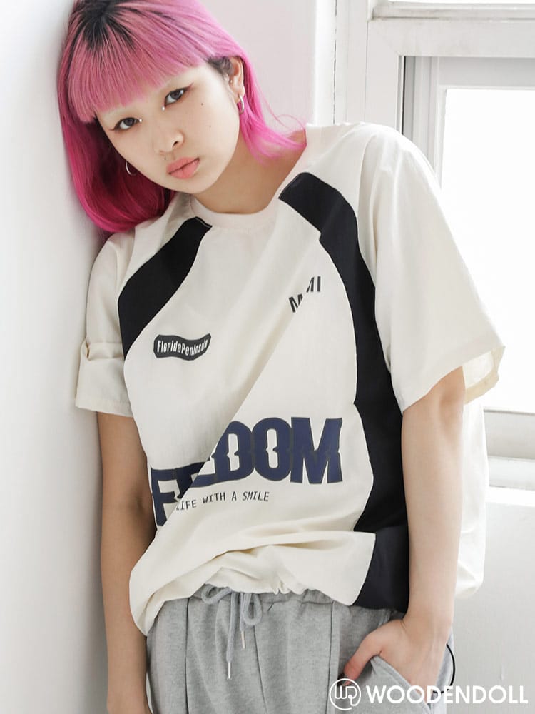 WOODEN DOLL (ウッディンドール) ポリゲームプリント 裾ドローコード クルーネック ラグラン 半袖 Tシャツ