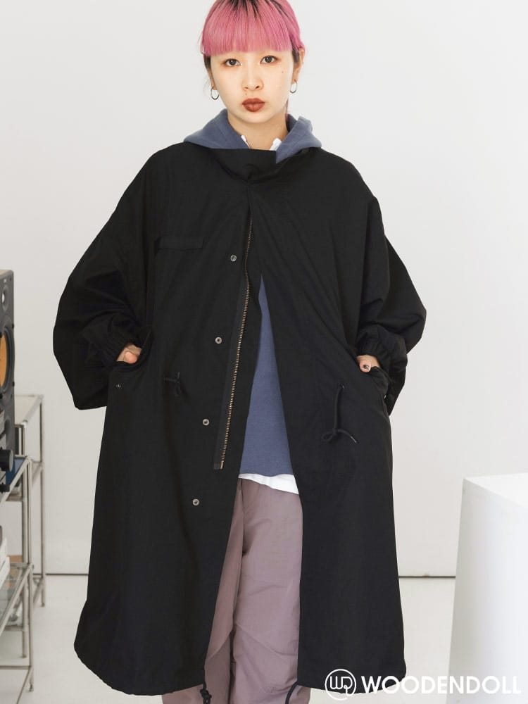 WOODEN DOLL (ウッディンドール) ノーカラー バルーンスリーブ モッズコート