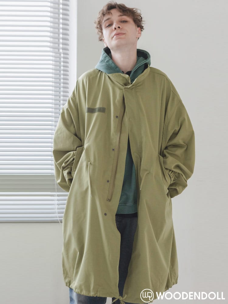 WOODEN DOLL (ウッディンドール) ノーカラー バルーンスリーブ モッズコート