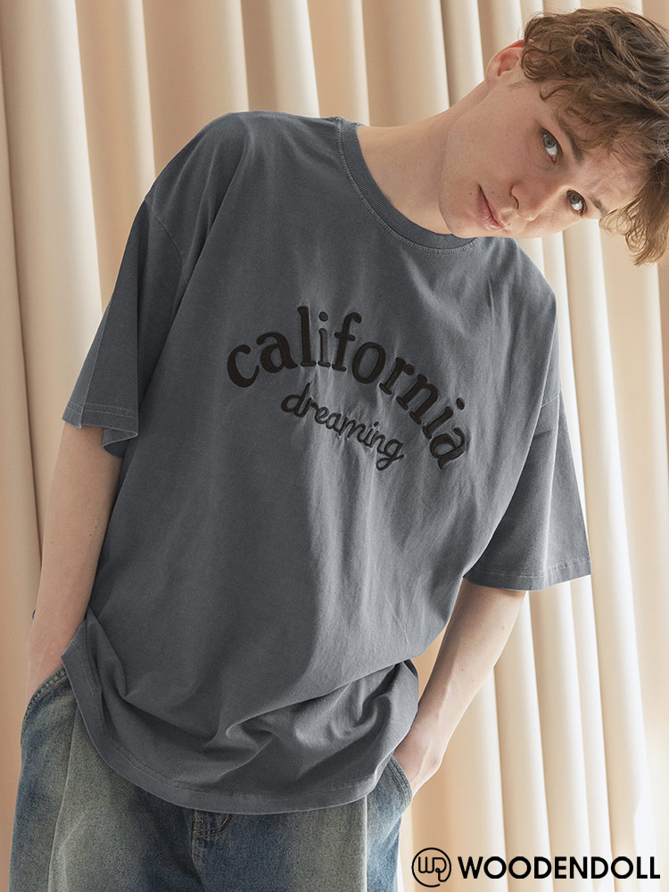 WOODEN DOLL (ウッディンドール) ピグメント加工 california 立体刺繍 クルーネック 半袖 Tシャツ