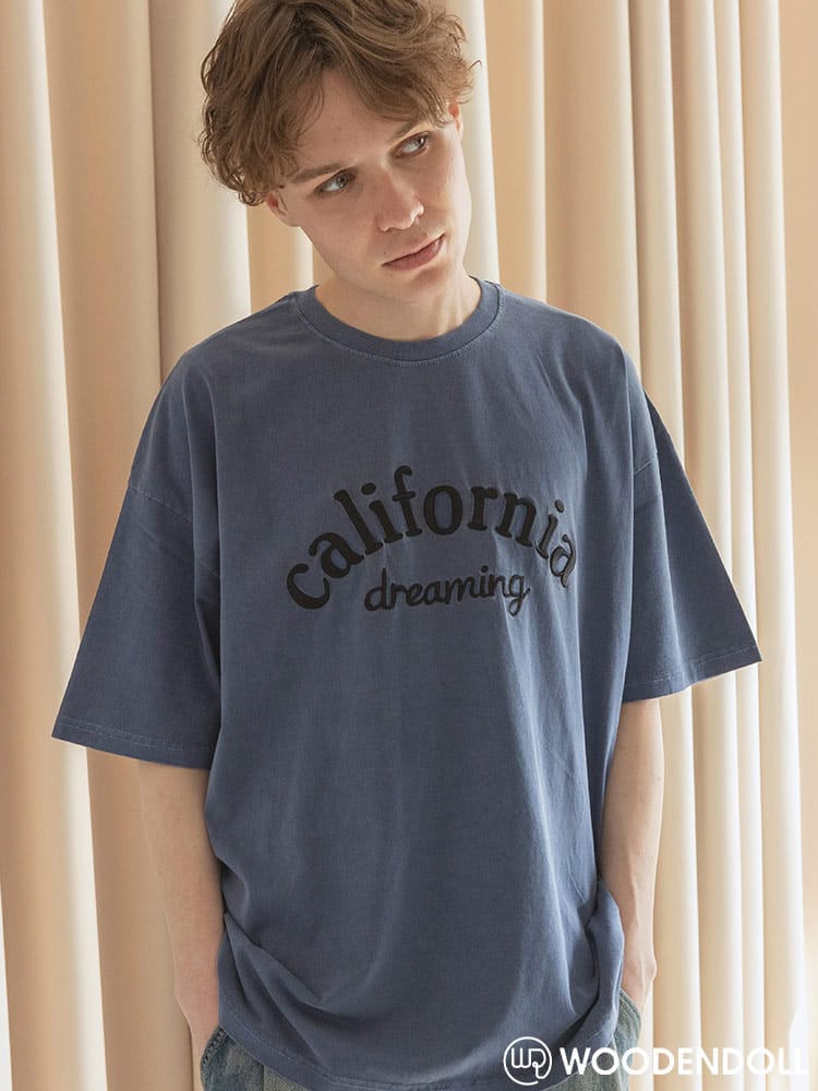 WOODEN DOLL (ウッディンドール) ピグメント加工 california 立体刺繍 クルーネック 半袖 Tシャツ