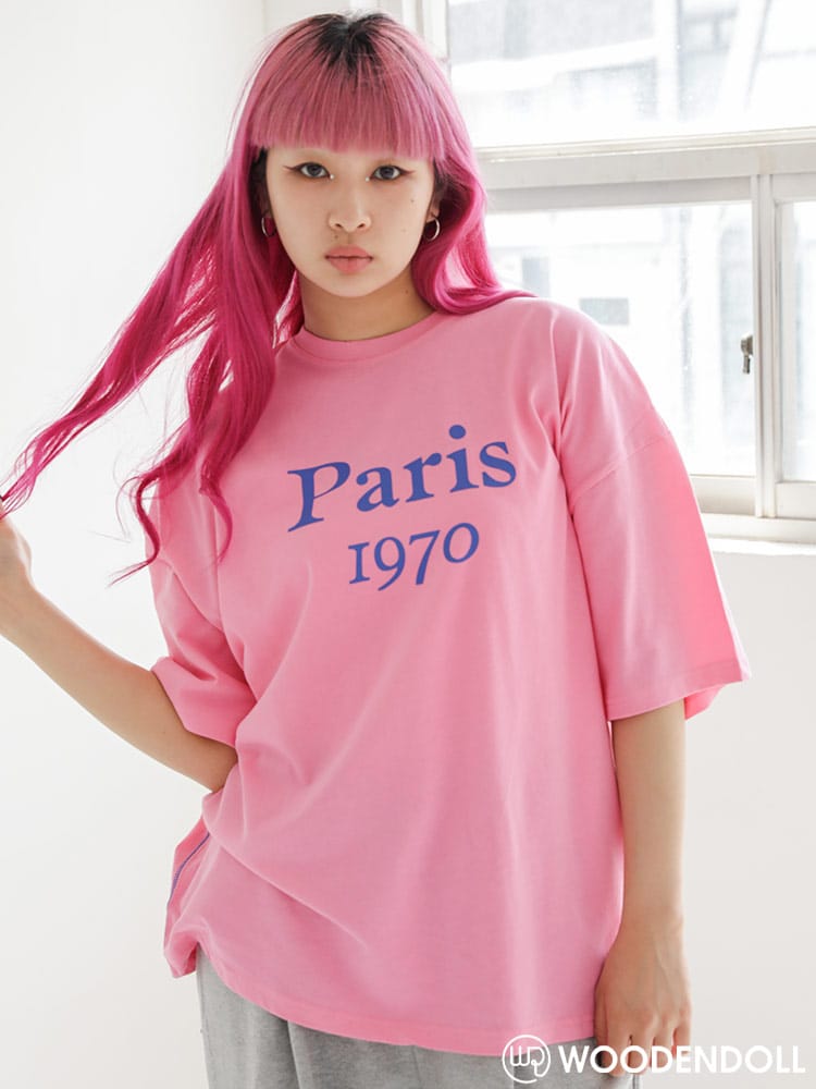 WOODEN DOLL (ウッディンドール) Paris 1970 ロゴプリント クルーネック 半袖 Tシャツ