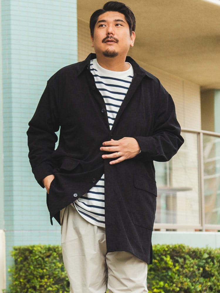 シャツコート 抗菌防臭 ストレッチ エステルコール アウター コート ジャケット ライトアウター 大きいサイズ メンズ