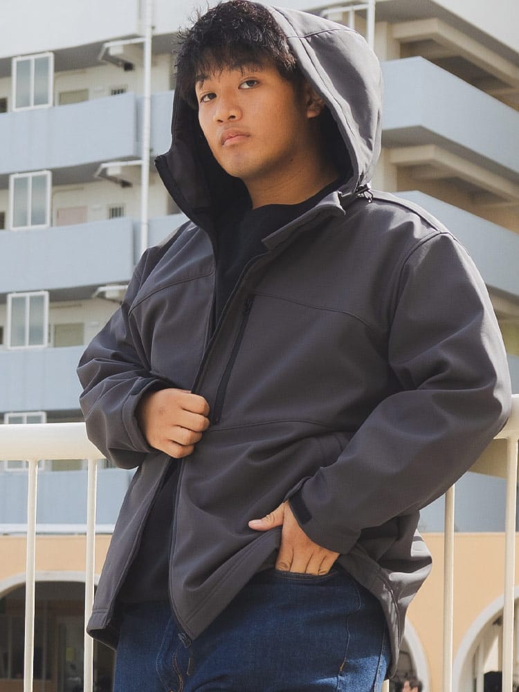 WEB限定 フードブルゾン ボンディングファイバー 裏フリース  アウター ジャケット コート パーカー 大きいサイズ メンズ