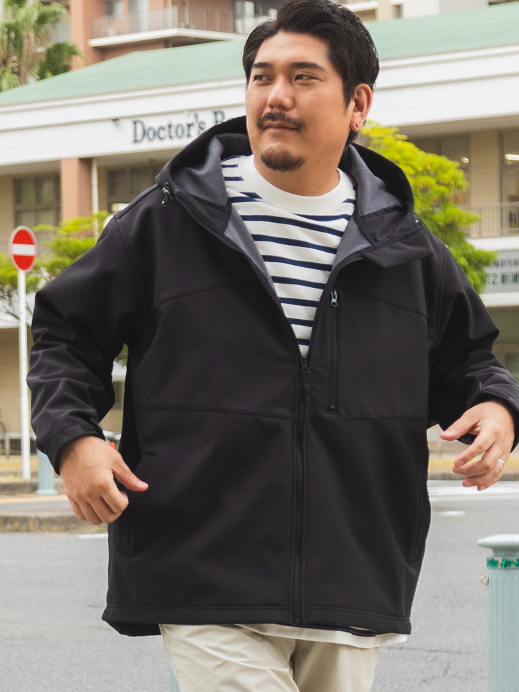 WEB限定 フードブルゾン ボンディングファイバー 裏フリース  アウター ジャケット コート パーカー 大きいサイズ メンズ