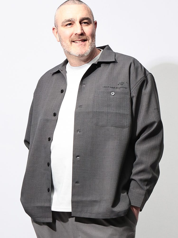 シャツ 長袖 メンズ 大きいサイズ プリント オーバーシャツ トップス カジュアルシャツ ポケット 春 秋