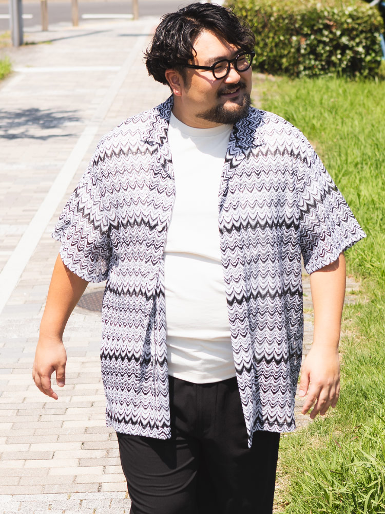 ネイムセイク NAMESAKE プリントメッシュゲーム半袖シャツ メンズ XL シャツ 半袖 メンズ 大きいサイズバルファレース メッシュ編み 開襟