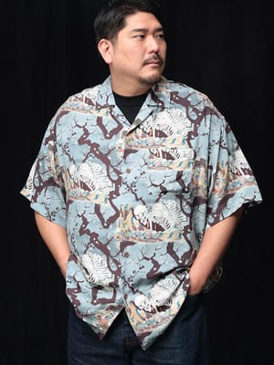 シャツ 半袖 メンズ 大きいサイズ 日本製 匠-TAKUMI- 相馬の古内裏プリント オープンシャツ トップス 開襟シャツ 柄シャツ 総柄 春 夏