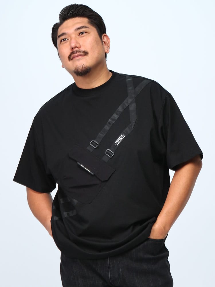 半袖 Tシャツ フェイクボディ クルーネック 半袖 BAG トップス おしゃれ 春 夏 大きいサイズ メンズ