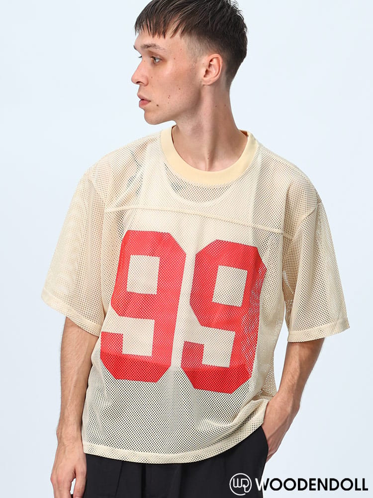 WOODENDOLL (ウッディンドール) ナンバリングプリント クルーネック メッシュTシャツ GM218