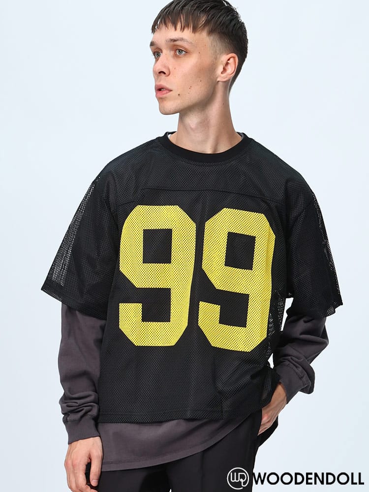 WOODENDOLL (ウッディンドール) ナンバリングプリント クルーネック メッシュTシャツ GM218