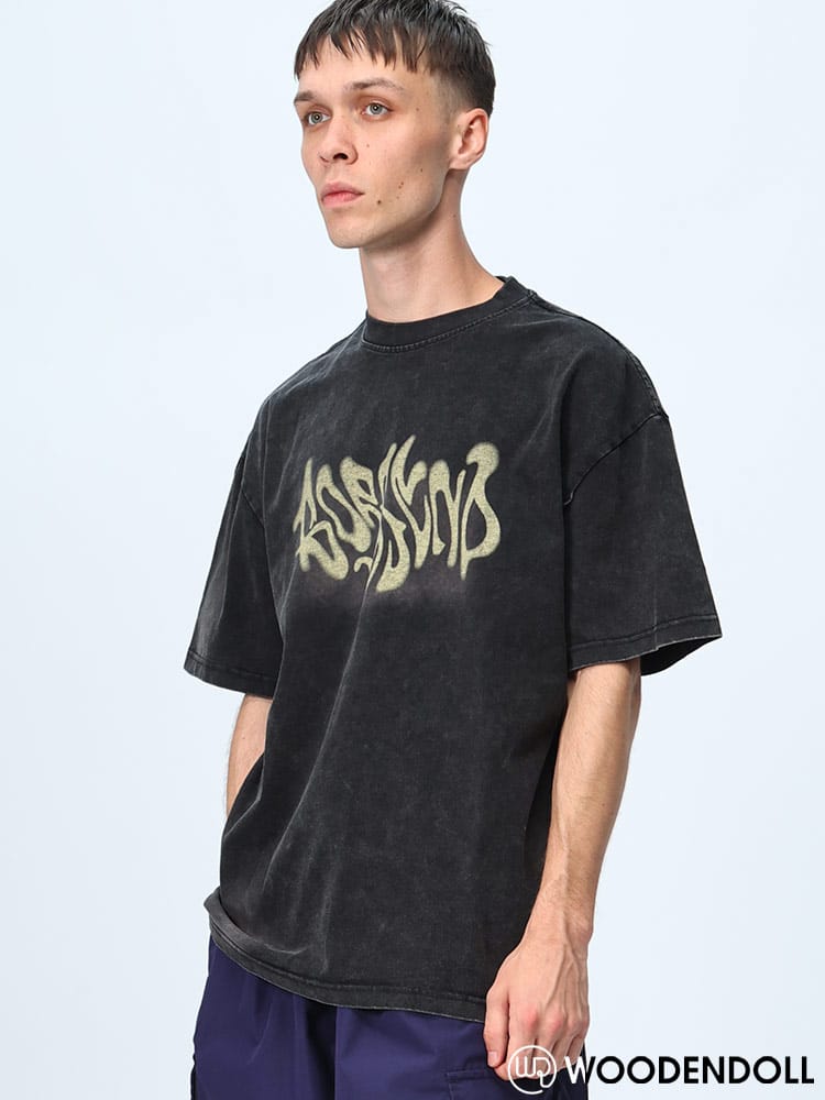 WOODENDOLL (ウッディンドール) ピグメント加工 変形ロゴ クルーネック 半袖 Ｔシャツ TS228
