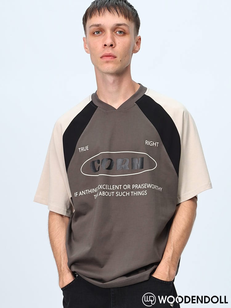WOODENDOLL (ウッディンドール) ラグラン切替 クルーネック 半袖 ゲームTシャツ TS229