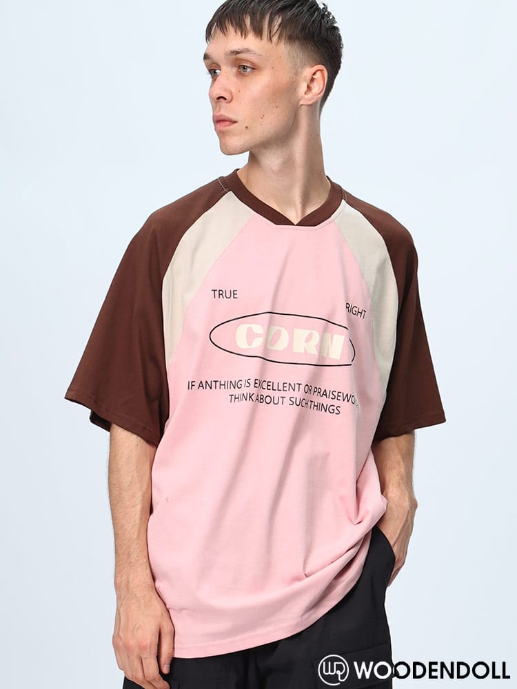 WOODENDOLL (ウッディンドール) ラグラン切替 クルーネック 半袖 ゲームTシャツ TS229
