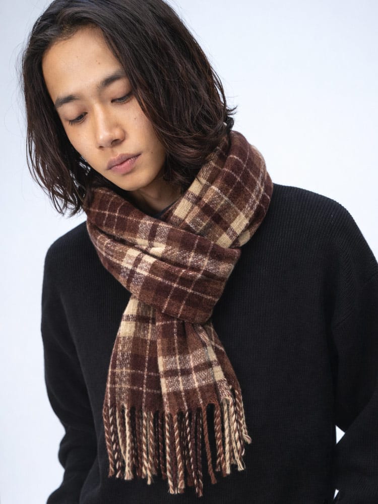 WOODENDOLL (ウッディンドール) チェック柄 フリンジ マフラー M24AW95 - グッズ マフラー/ストール【サカゼン公式通販】 マフラー ストール チェック柄 ベージュ 赤 黒 白 XZTFFBVW
