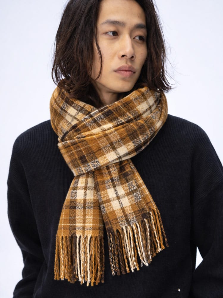 WOODENDOLL (ウッディンドール) チェック柄 フリンジ マフラー M24AW95