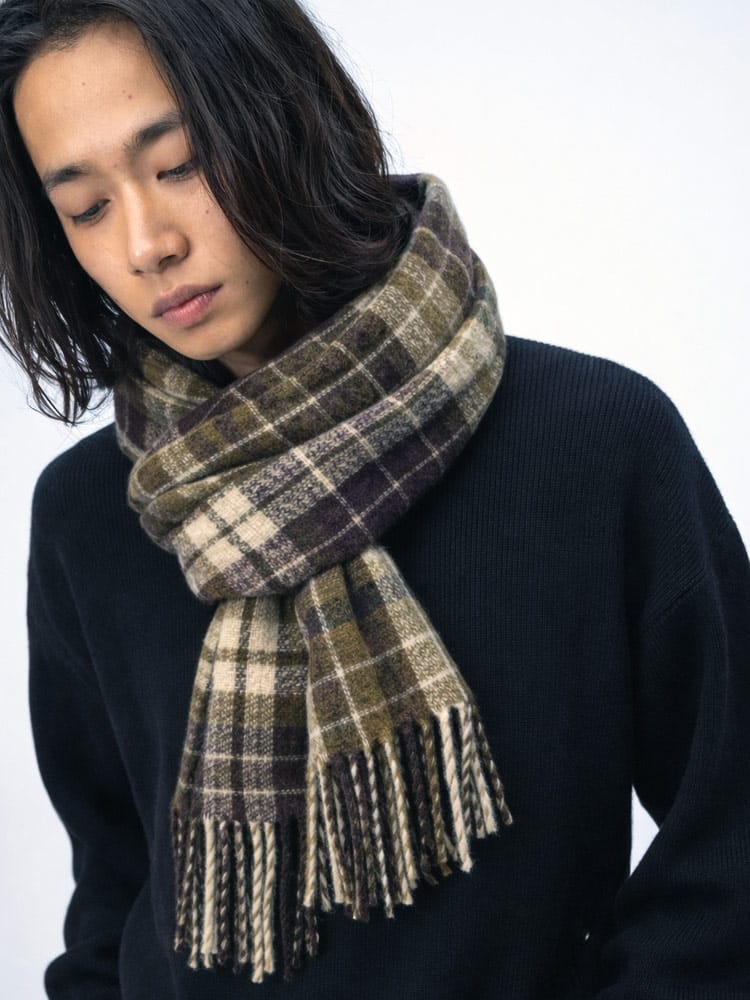 WOODENDOLL (ウッディンドール) チェック柄 フリンジ マフラー M24AW95