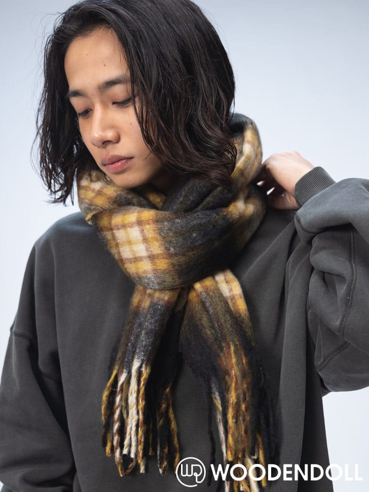 WOODENDOLL (ウッディンドール) チェック柄 起毛 大判 マフラー M24AW96