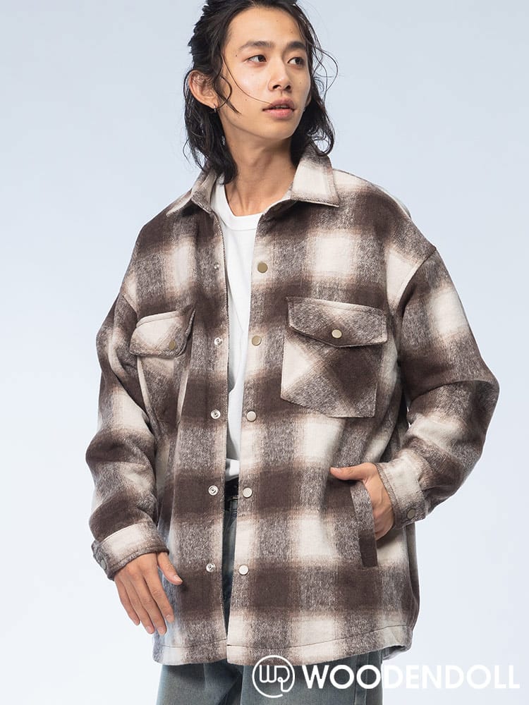 WOODENDOLL (ウッディンドール) チェック柄 ポケットデザイン フルボタン ブルゾン S24AW103