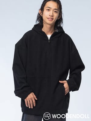 WOODENDOLL (ウッディンドール) コーデュロイ ハーフジップ ポケット付き プルパーカー TOP24AW105