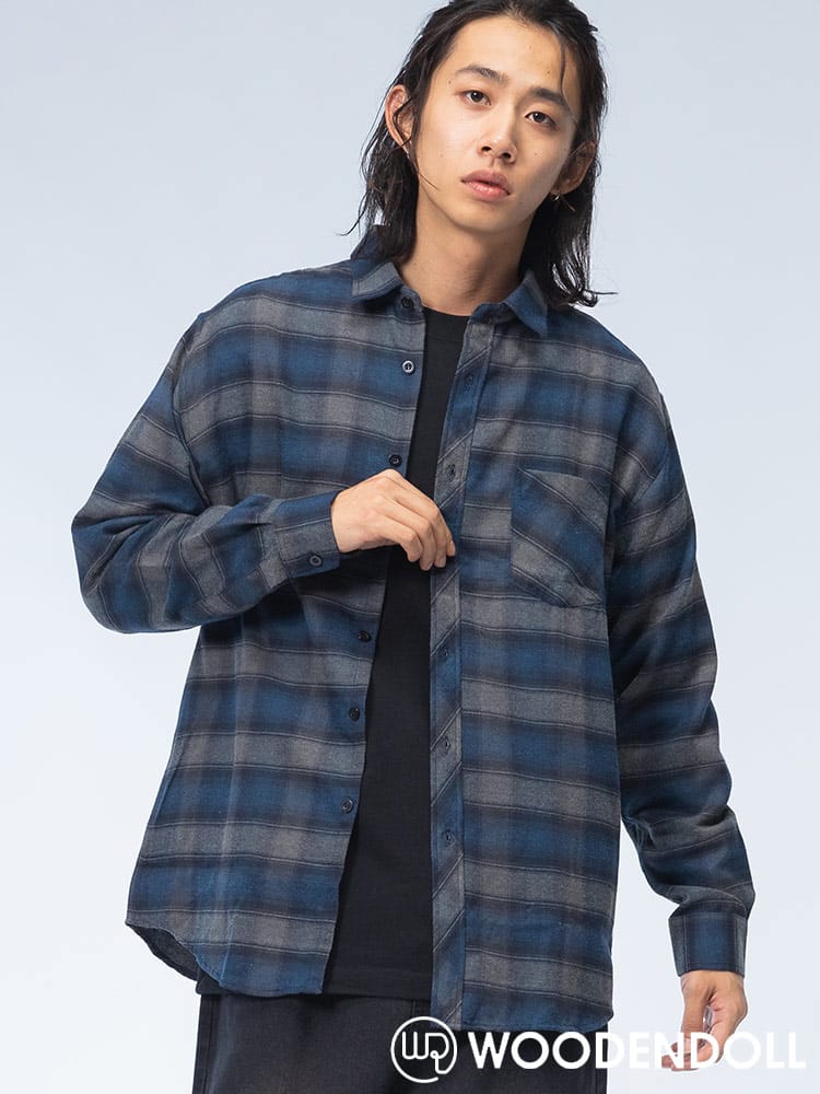 WOODENDOLL (ウッディンドール) コットンブレンド チェック柄 ポケット付き 長袖 シャツ S24AW102