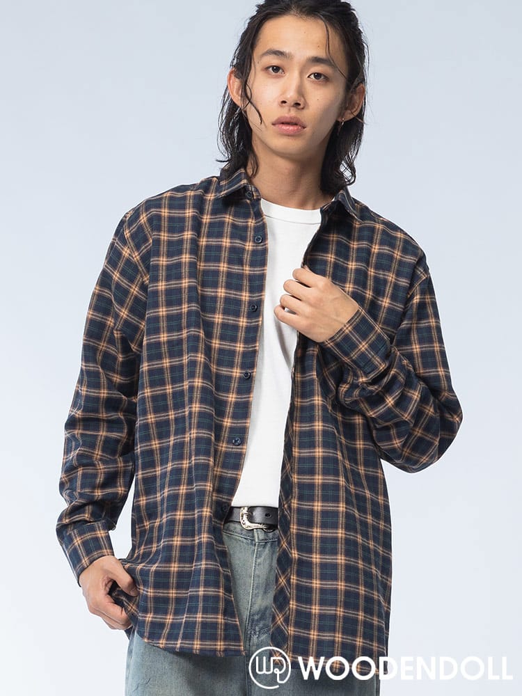 WOODENDOLL (ウッディンドール) コットンブレンド チェック柄 ポケット付き 長袖 シャツ S24AW102