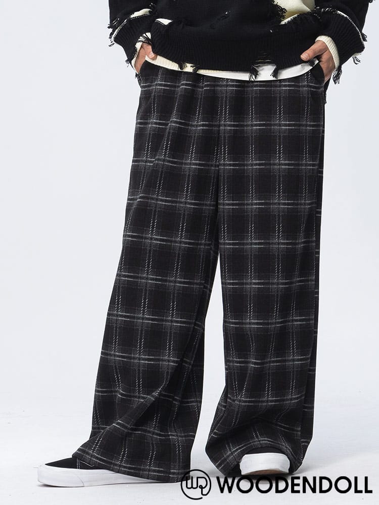 WOODENDOLL (ウッディンドール) ストレッチ チェック柄 ワイドパンツ PT24AW88