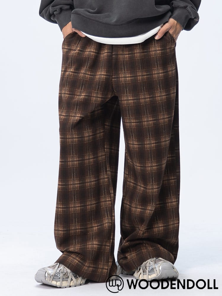 WOODENDOLL (ウッディンドール) ストレッチ チェック柄 ワイドパンツ PT24AW88