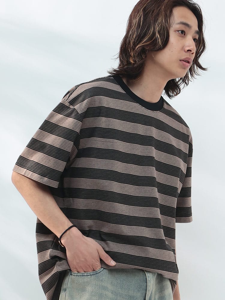 WOODENDOLL (ウッディンドール) ボーダー柄 クルーネック 半袖 Tシャツ