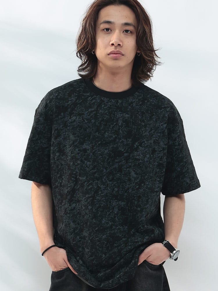 WOODENDOLL (ウッディンドール) ダメージ×プリント クルーネック 半袖 Tシャツ