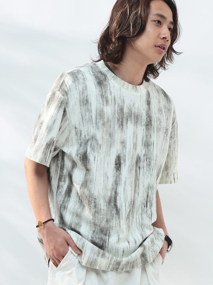 WOODENDOLL (ウッディンドール) ムラプリント クルーネック 半袖 Tシャツ