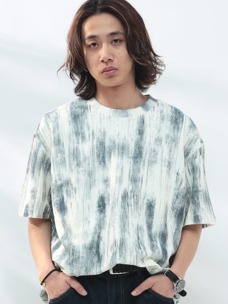 WOODENDOLL (ウッディンドール) ムラプリント クルーネック 半袖 Tシャツ