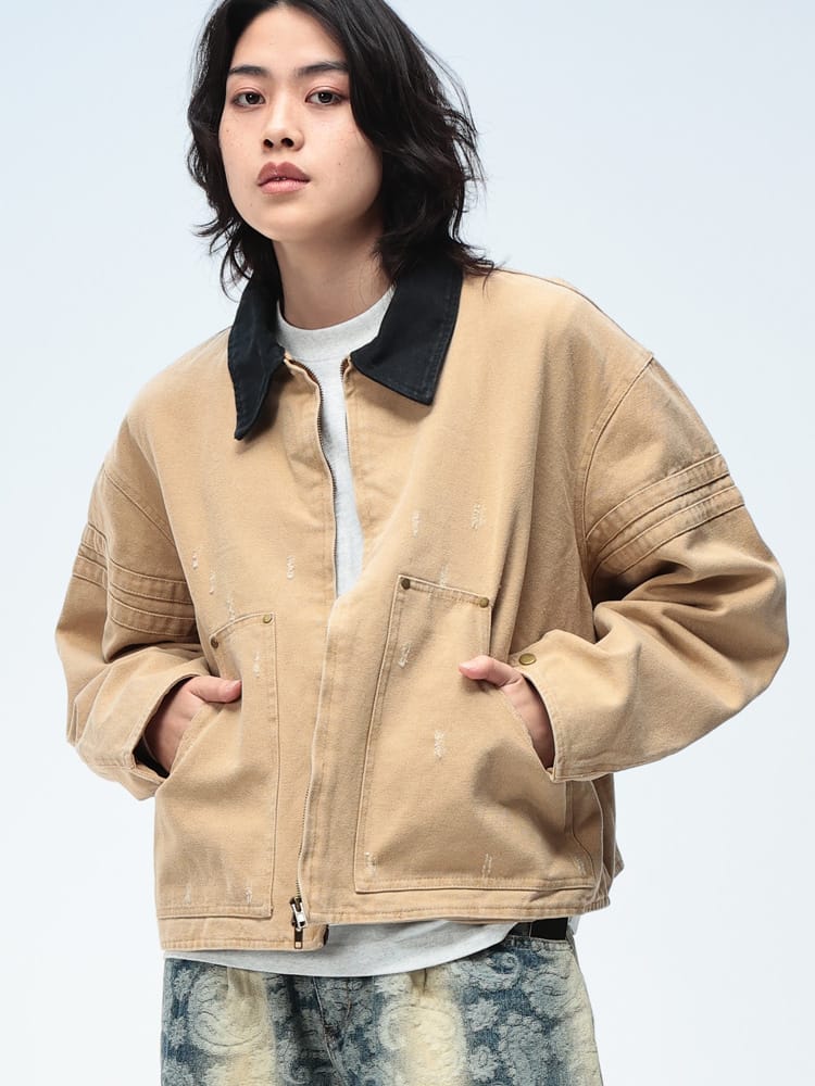 WOODENDOLL (ウッディンドール) ダメージ フルジップ ダックジャケット ブルゾン