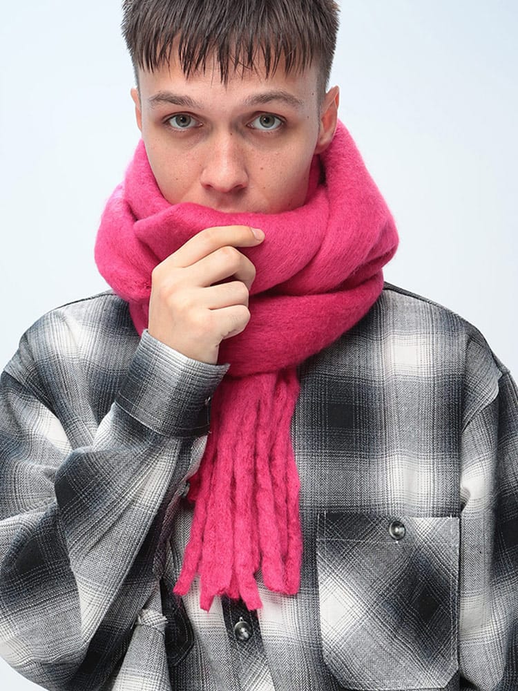 WOODENDOLL (ウッディンドール) 無地 シャギー マフラー メンズ レディース ユニセックス マフラー 大判マフラー 防寒 もこもこ 秋 冬