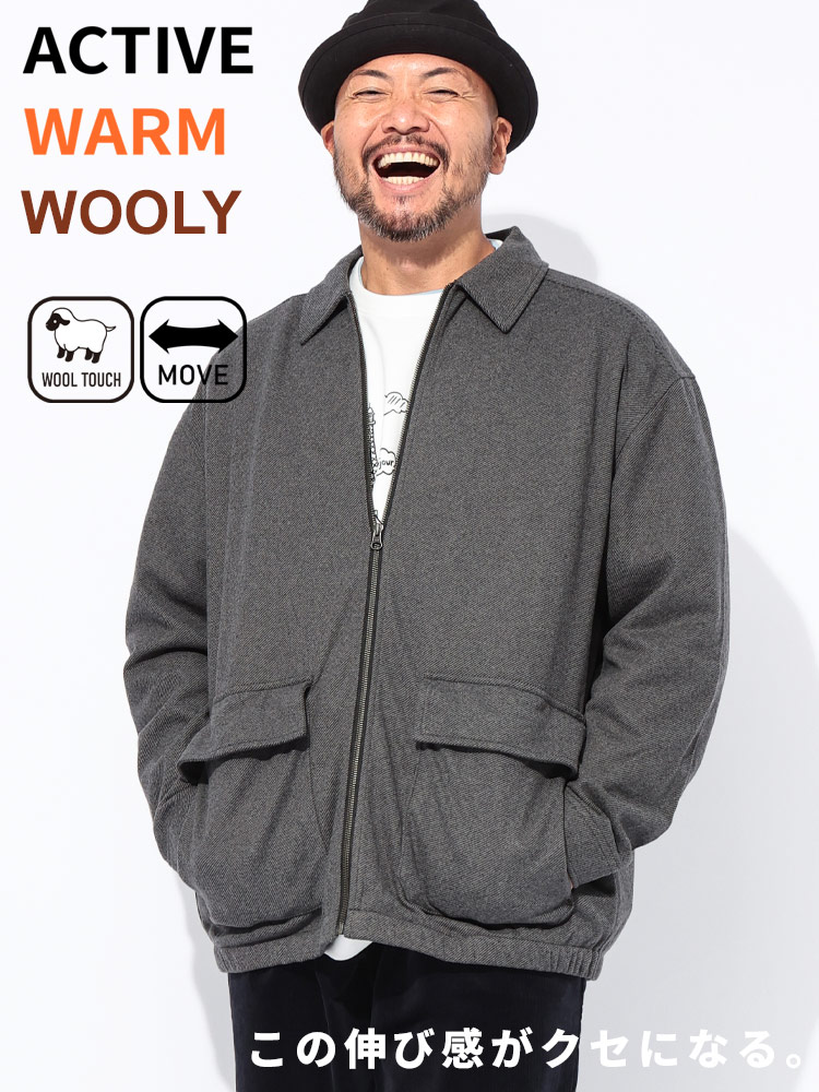 ブルゾン ACTIVE WARM WOOLLY フルジップ 襟付き アウター ジャケット ジップ 秋 冬 大きいサイズ メンズ