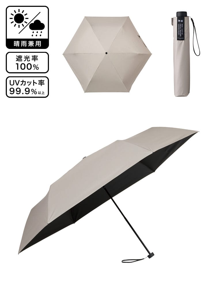 【WEB限定価格】晴雨兼用 折りたたみ傘 ワイドライト 遮光 ミニ65  大きいサイズ メンズ