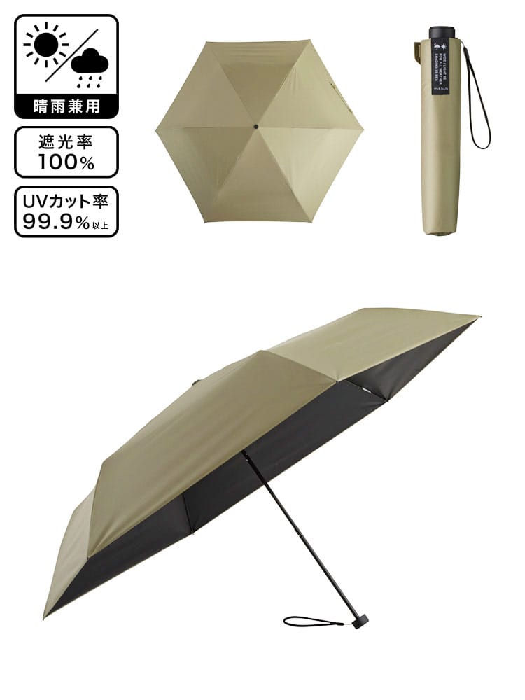 【WEB限定価格】晴雨兼用 折りたたみ傘 ワイドライト 遮光 ミニ65  大きいサイズ メンズ
