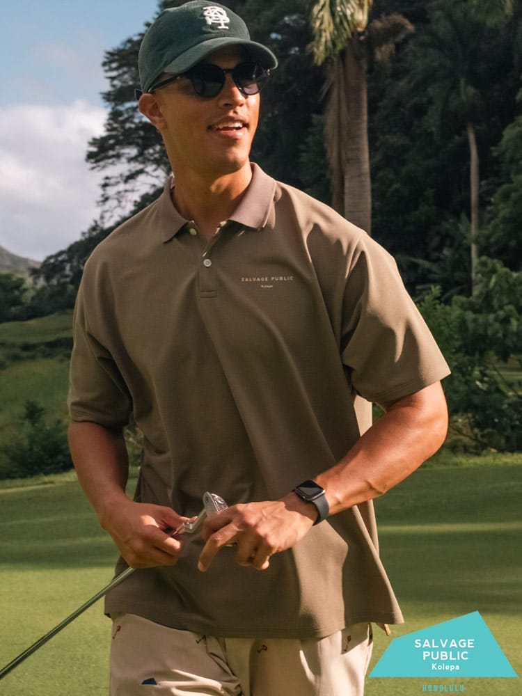 【完全別注 3L 4L 5L 6L】SALVAGE PUBLIC Kolepa 半袖 ポロシャツ ダイヤモンドヘッドバックロゴ 鹿の子 ロゴ ピケ  Pique Polo S/S 3L-6L  ゴルフ トップス  ハワイ 機能性 大きいサイズ メンズ