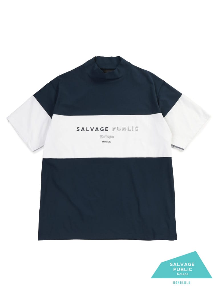 【完全別注 3L 4L 5L 6L】SALVAGE PUBLIC Kolepa 半袖 Tシャツ サーフ モックネック 半袖 Tシャツ Surf Mockneck S/S 3L-6L  ゴルフ トップス ハワイ 機能性 大きいサイズ メンズ