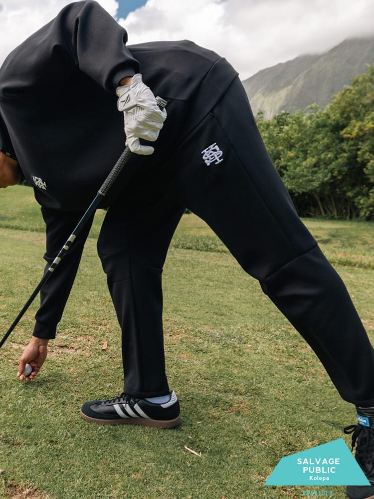 ロングパンツ GOLF ロゴ刺繍 ダブルニット L-LL メンズ 男性 ボトムス ゴルフ スポーツ ストレッチ 大きいサイズ メンズ