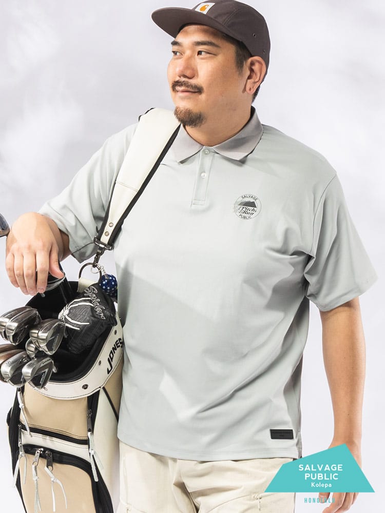 ポロシャツ 半袖 メンズ 大きいサイズ バックプリント スムース カットソー トップス ゴルフ スポーツ シャツ 春 夏