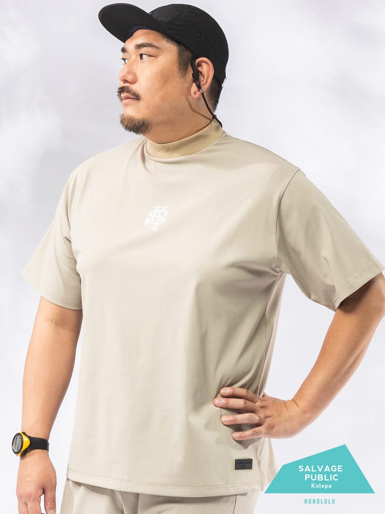 SALVAGE PUBLIC Kolepa Tシャツ 半袖 メンズ 大きいサイズ バックロゴ モックネック カットソー トップス ゴルフ スポーツ ハイネック 春 夏