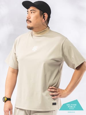 SALVAGE PUBLIC Kolepa Tシャツ 半袖 メンズ 大きいサイズ バックロゴ モックネック カットソー トップス ゴルフ スポーツ ハイネック 春 夏